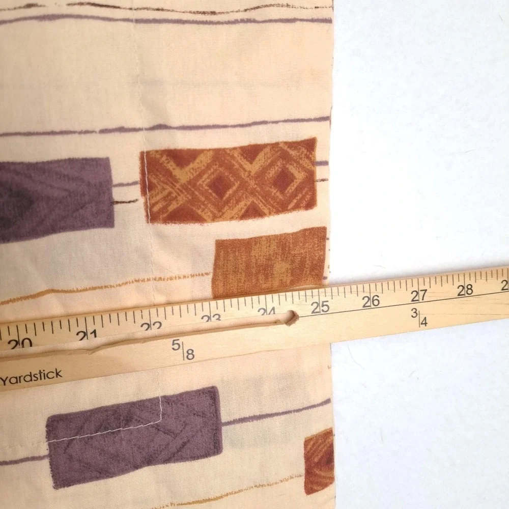 Dan River Pillow Sham Set 2 Standard Tan Purple MCM Geometric Vintage Decor Mod